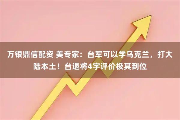 万银鼎信配资 美专家：台军可以学乌克兰，打大陆本土！台退将4字评价极其到位
